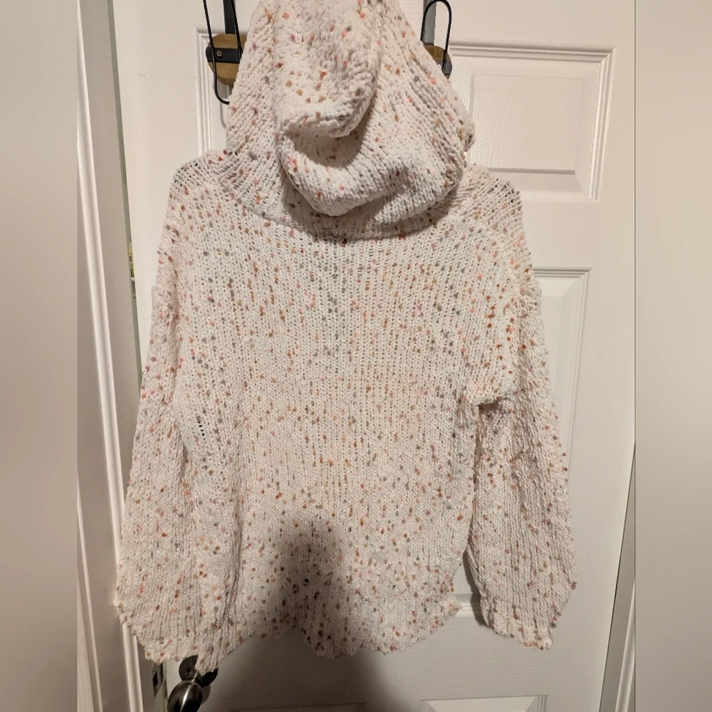 POL Chunky Knit Confetti Hoodie distressed oversized sweater Small Chenille Soft